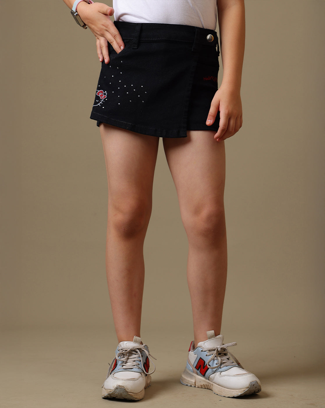Hello Kitty Rhinestones Denim Skorts For Girls