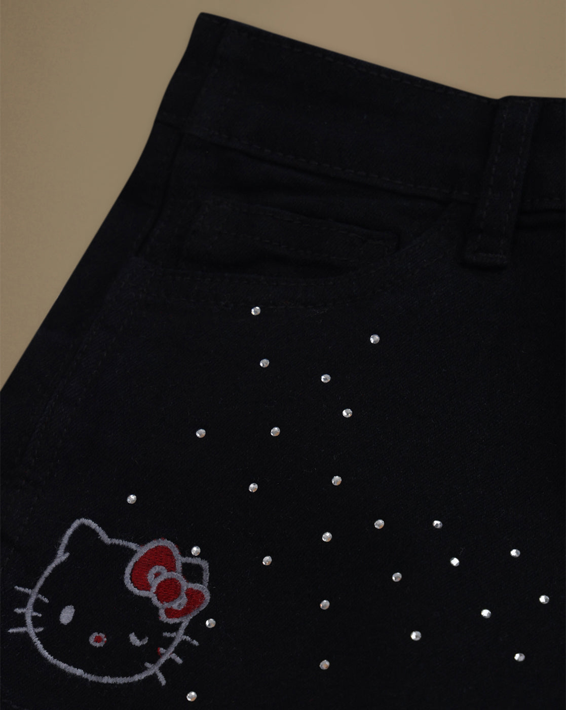 Hello Kitty Rhinestones Denim Skorts For Girls