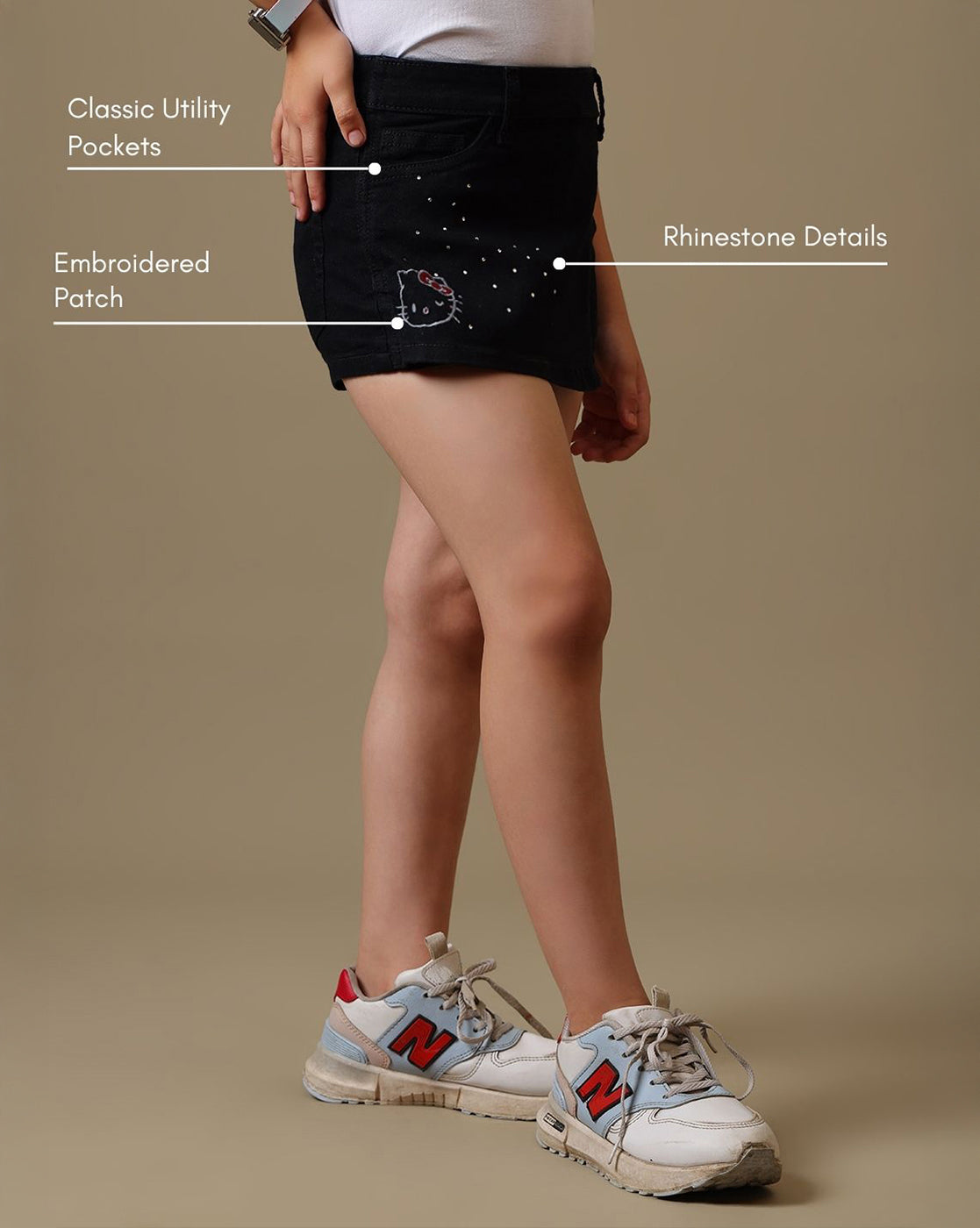 Hello Kitty Rhinestones Denim Skorts For Girls