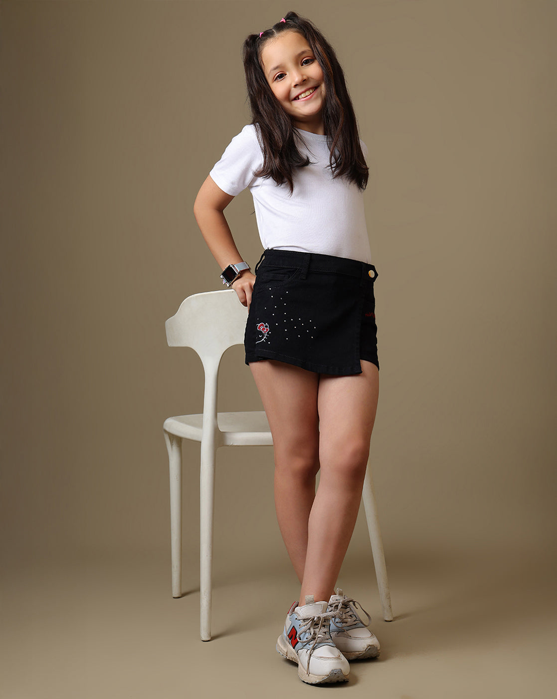 Hello Kitty Rhinestones Denim Skorts For Girls