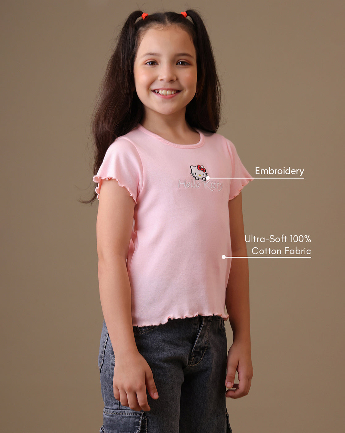 Hello Kitty Printed Regular Fit Tshirt For Girls