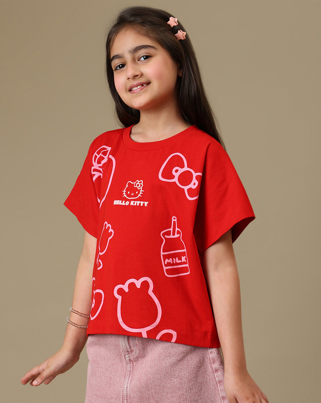 Hello Kitty Printed Boxy Fit Tshirt For Girls