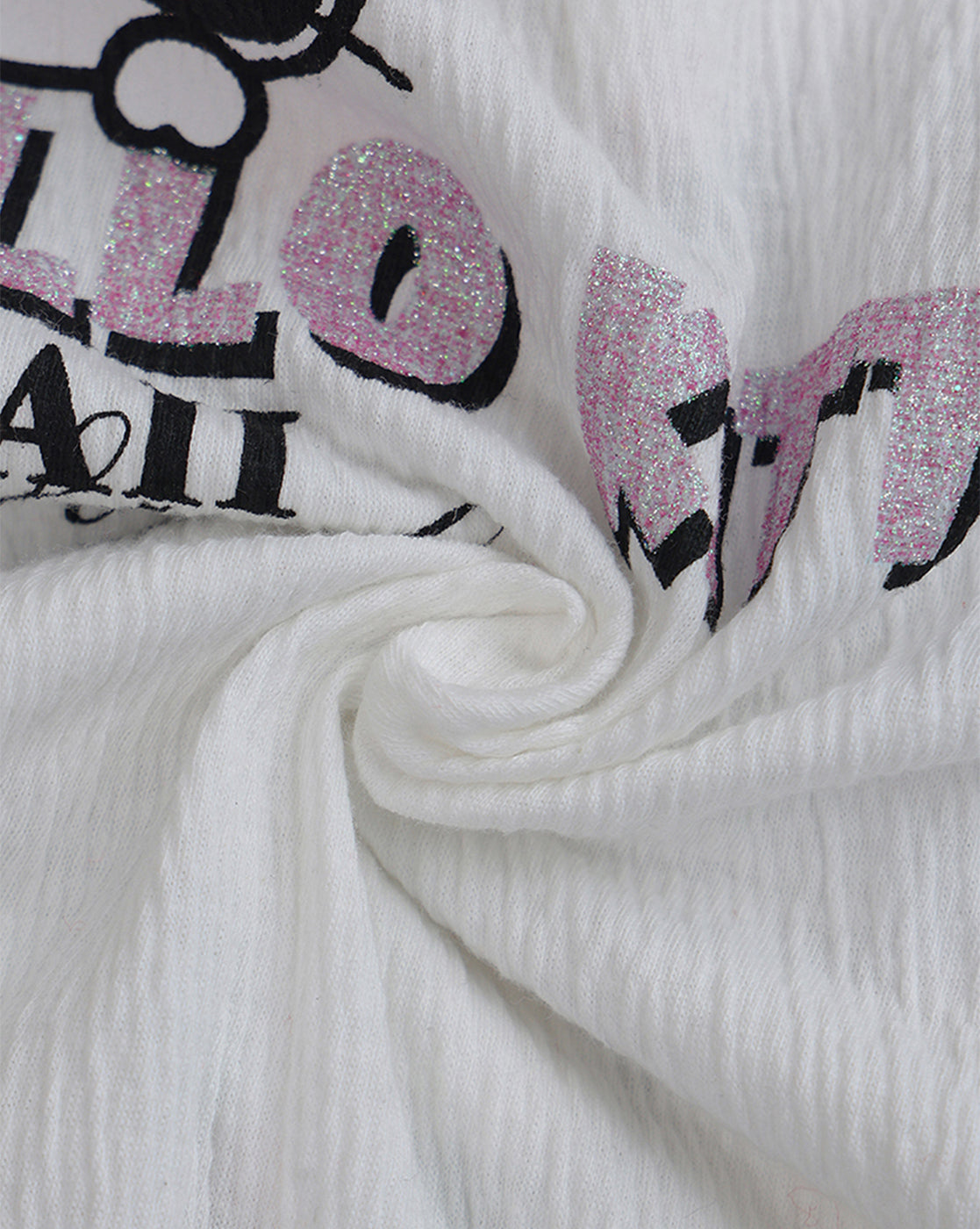 Hello Kitty Printed Relaxed Fit Crinkle Cotton Tshirt For Girls