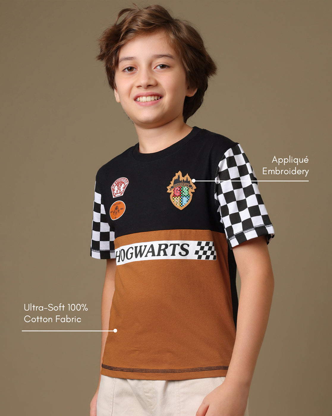 Hogwarts-Harry Potter Printed Regular Fit Tshirt For Boys