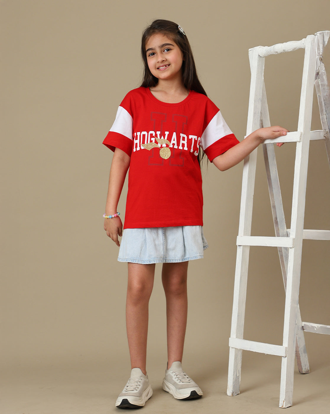Harry Potter Golden Snitch Embroidered Relaxed Fit Tshirt For Girls