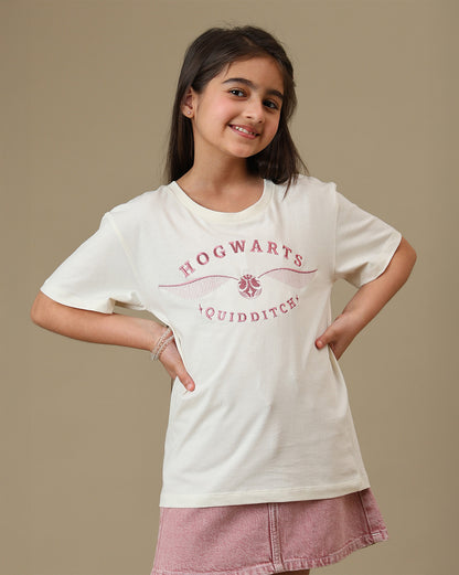Harry Potter Hogwarts Quidditch Embroidered Relaxed Fit Tshirt  Girls