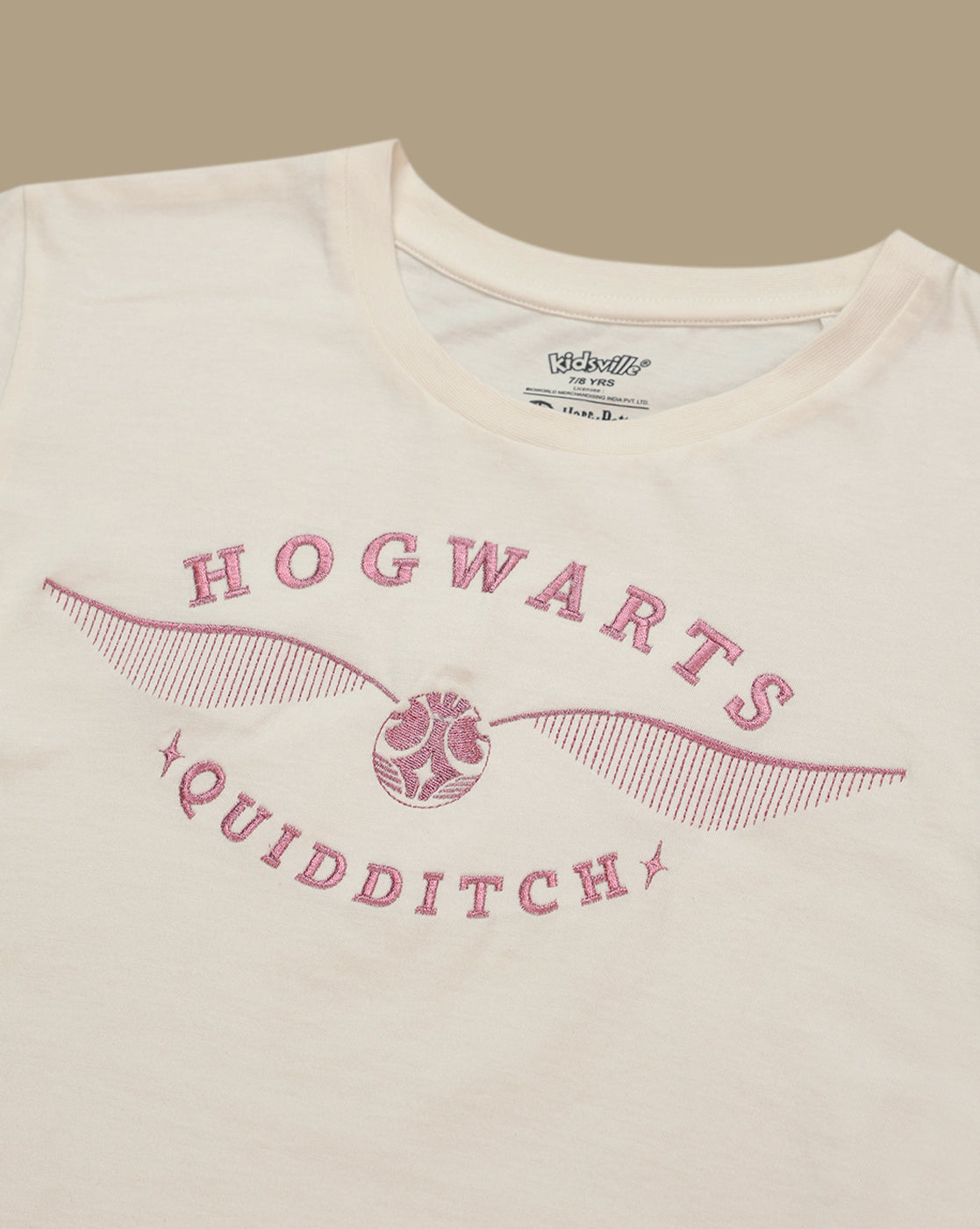 Harry Potter Hogwarts Quidditch Embroidered Relaxed Fit Tshirt For Girls