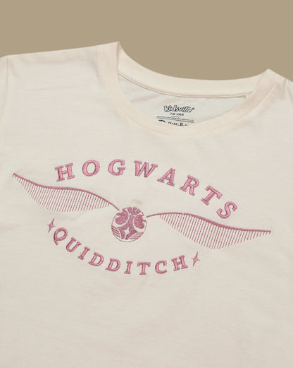Harry Potter Hogwarts Quidditch Embroidered Relaxed Fit Tshirt  Girls