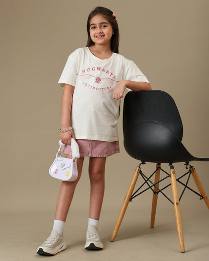Harry Potter Hogwarts Quidditch Embroidered Relaxed Fit Tshirt  Girls