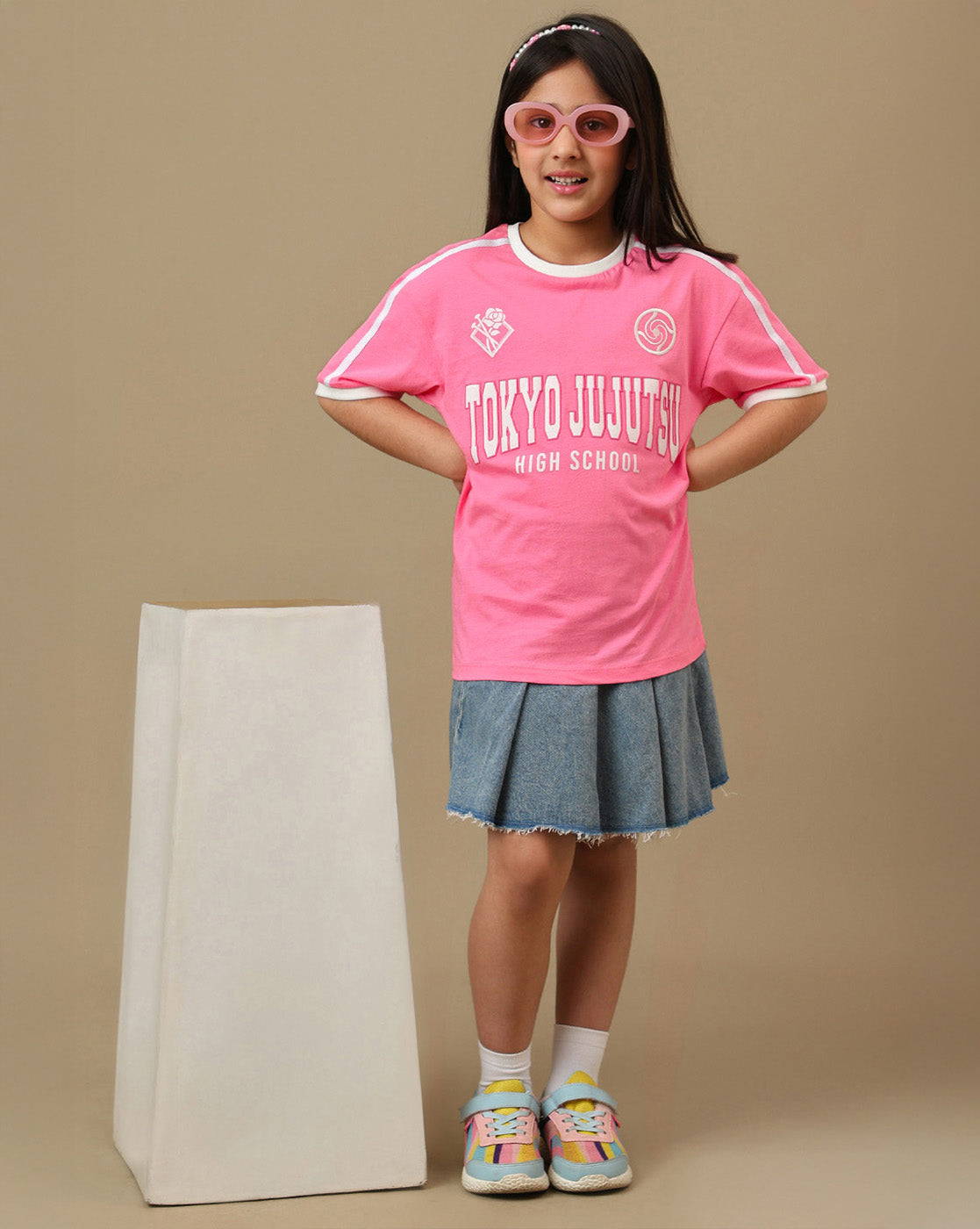 Jujutsu Kaisen Printed Relaxed Fit Tshirt For Girls