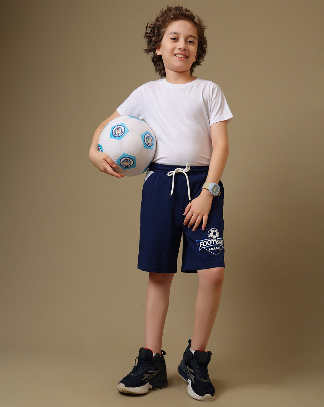 Football League Printed Regular Fit Shorts For Boys