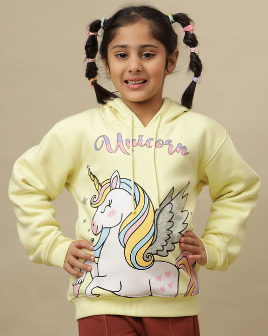 Unicorn Printed Regular Fit Hoodie For Girls