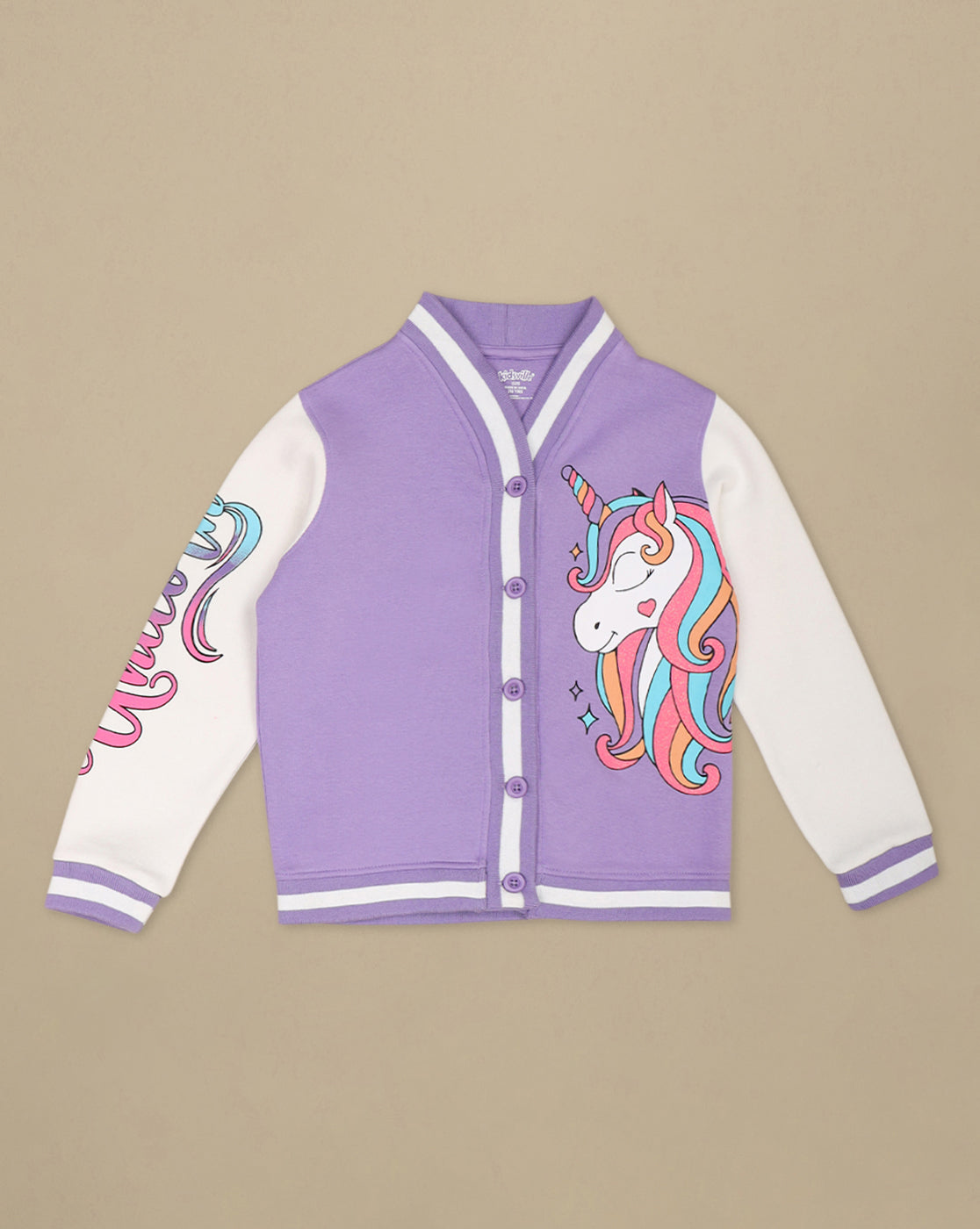 Kidsville Printed Regular Fit Varsity Jacket For Girls