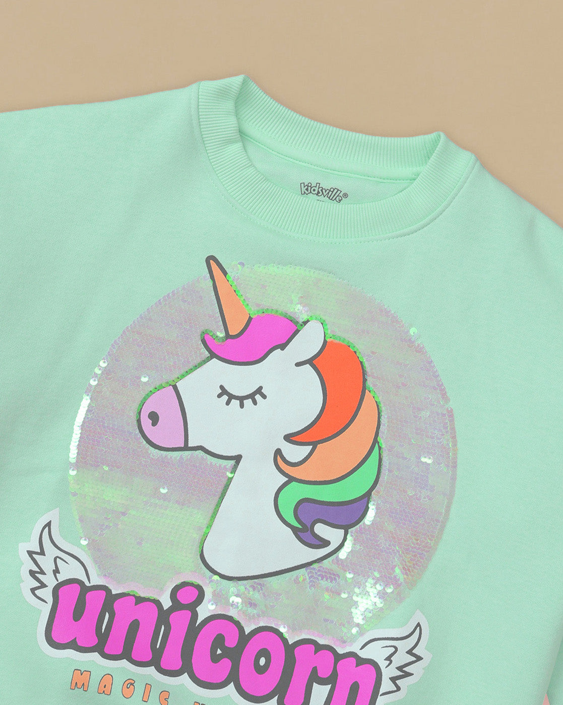 Unicorn Printed Oversized Sweatshirt For Girls