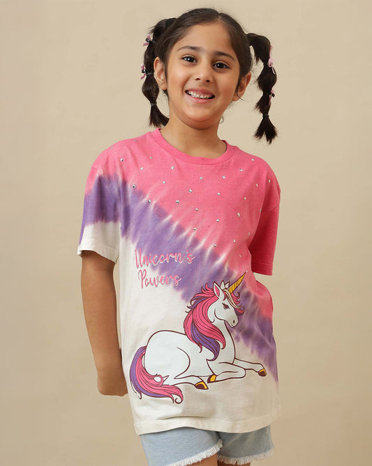 Unicorn Printed Oversized Tshirt For Girls