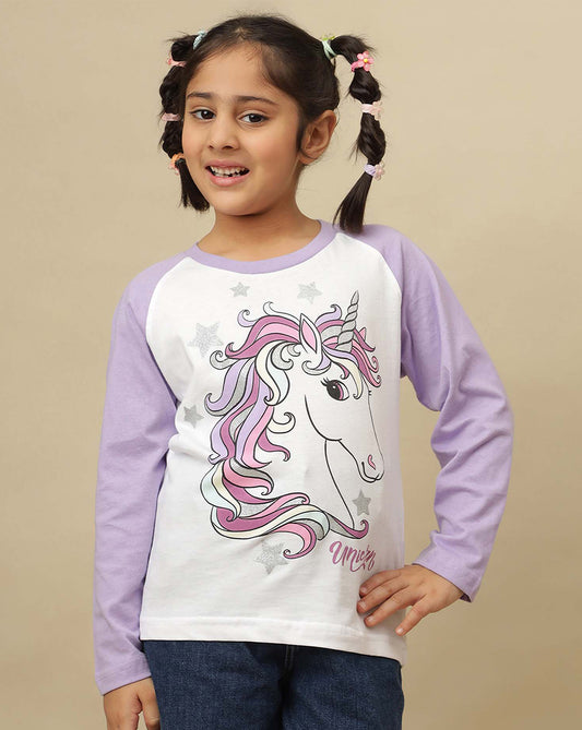 Unicorn Printed Regular Fit Tshirt For Girls