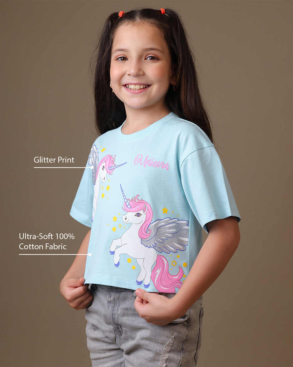 Kidsville Printed Boxy Fit Tshirt For Girls