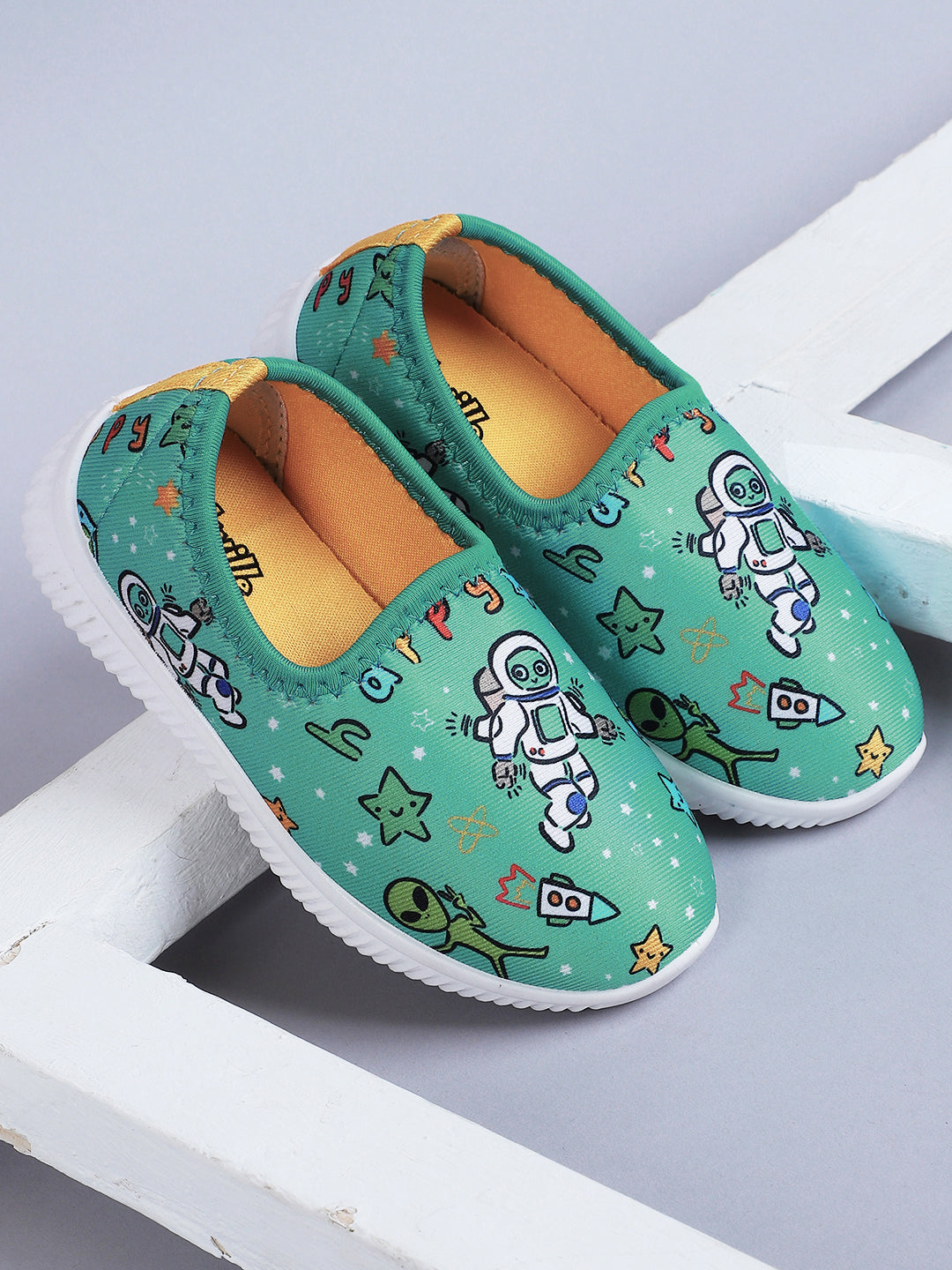 Kids Boys Printed Green Canvas