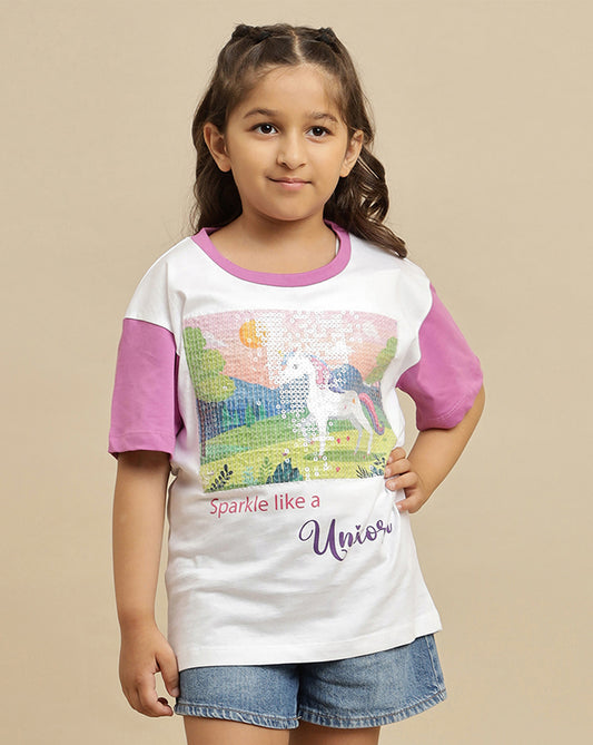 Kidsville Printed Oversized Tshirt For Girls