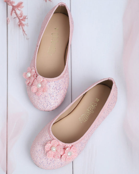 Kids Girls Round Toe Slip-On Ballerinas