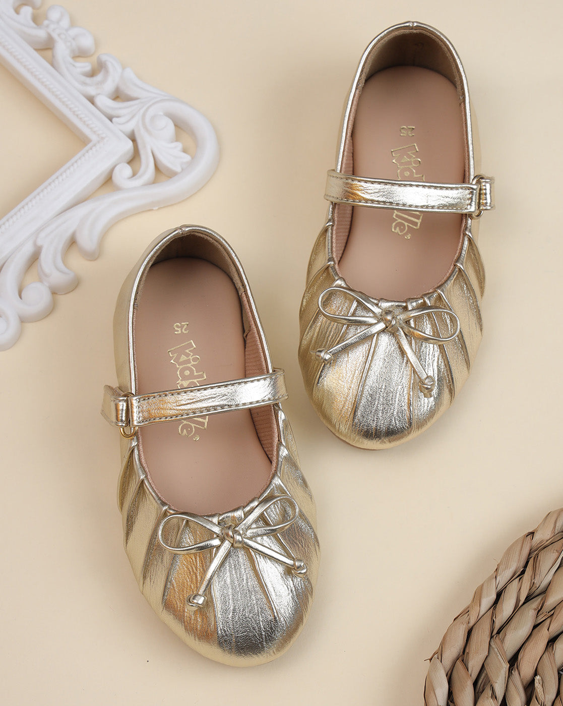 Kids Girls Round Toe Slip-On Ballerinas
