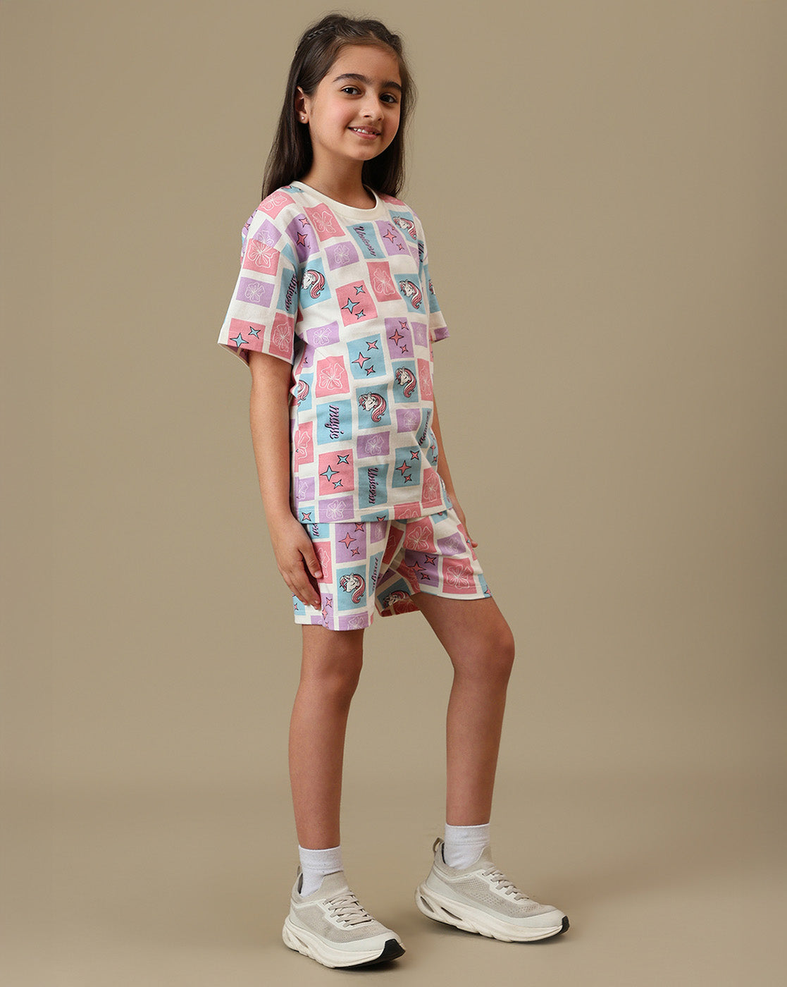 Kidsville Printed Regular Fit Tshirt & Shorts  For Girls
