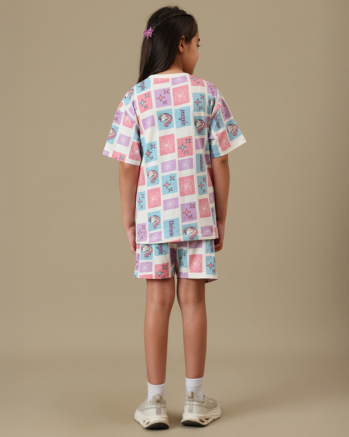 Kidsville Printed Regular Fit Tshirt & Shorts  For Girls