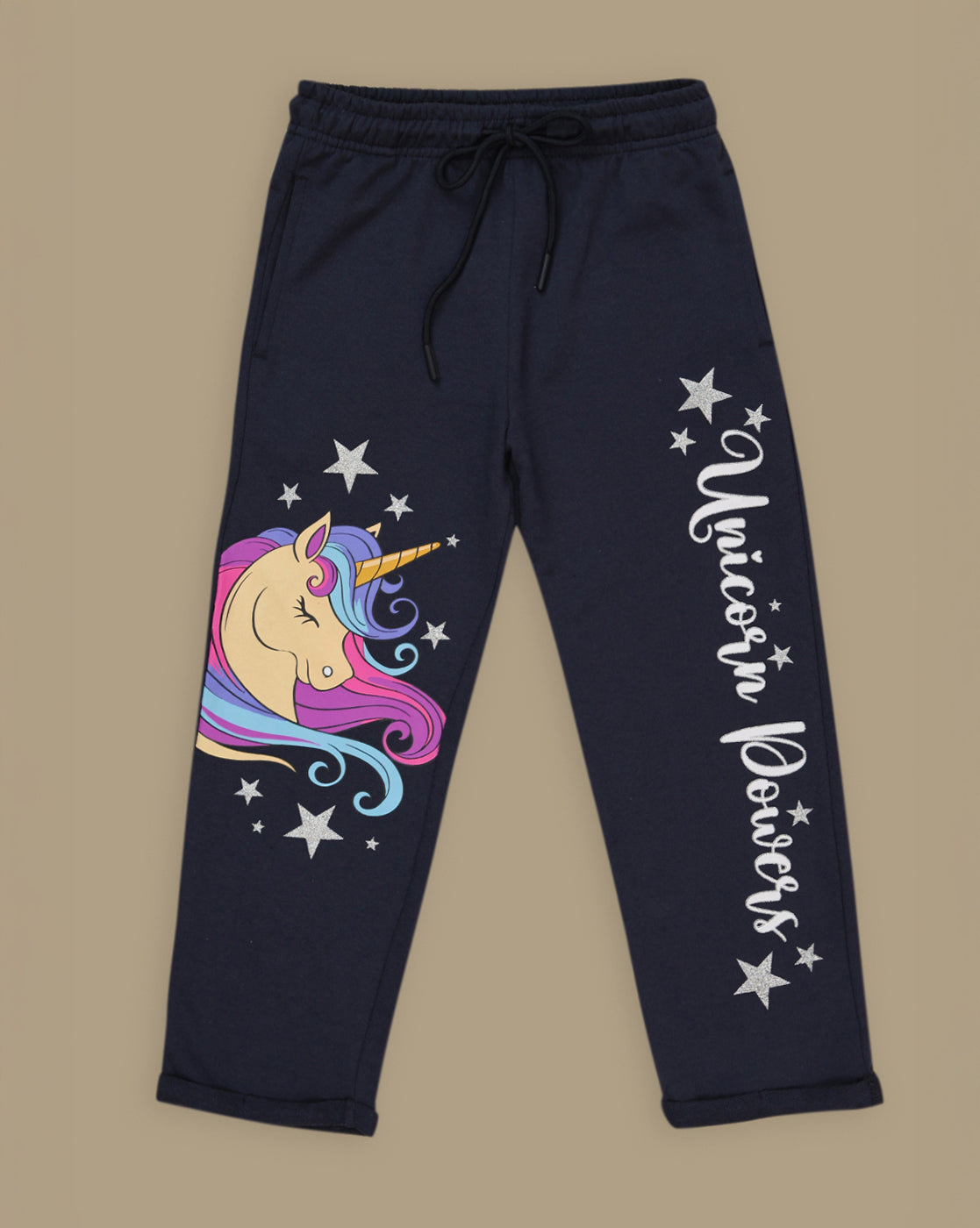 Kidsville Unicorn Graphic Printed Straight Joggers For Girls