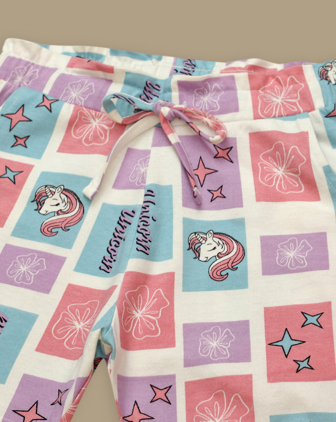 Unicorn Printed Regular Fit Shorts For Girls