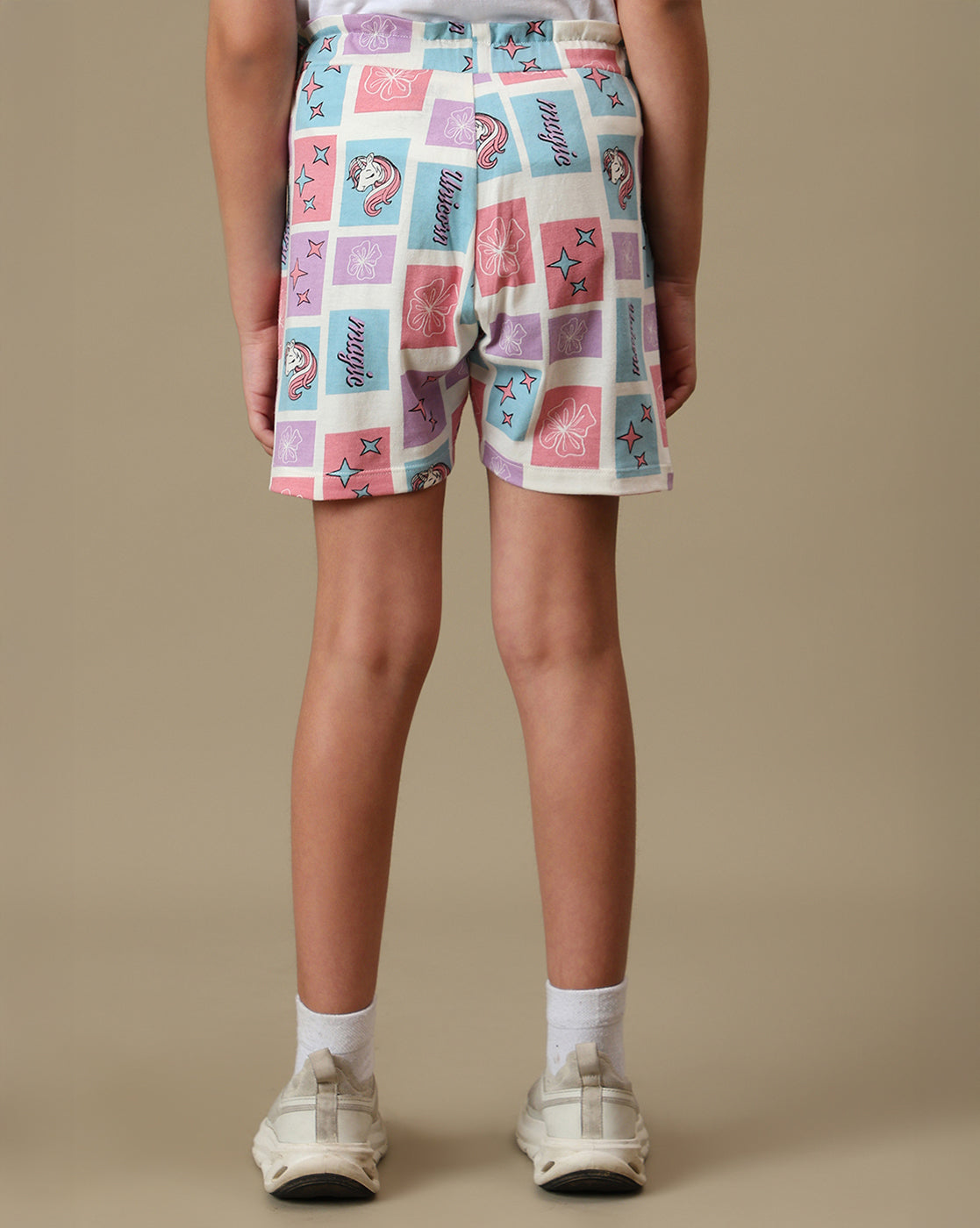 Unicorn Printed Regular Fit Shorts For Girls