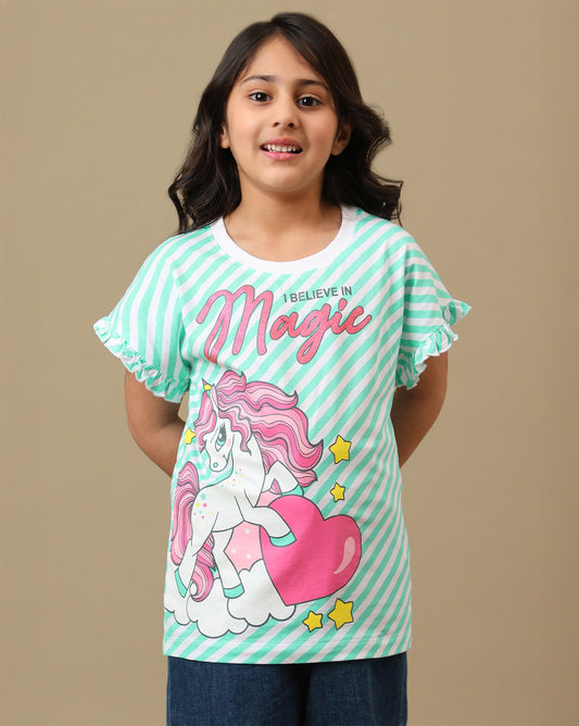 Unicorn Printed Regular Fit Tshirt For Girls