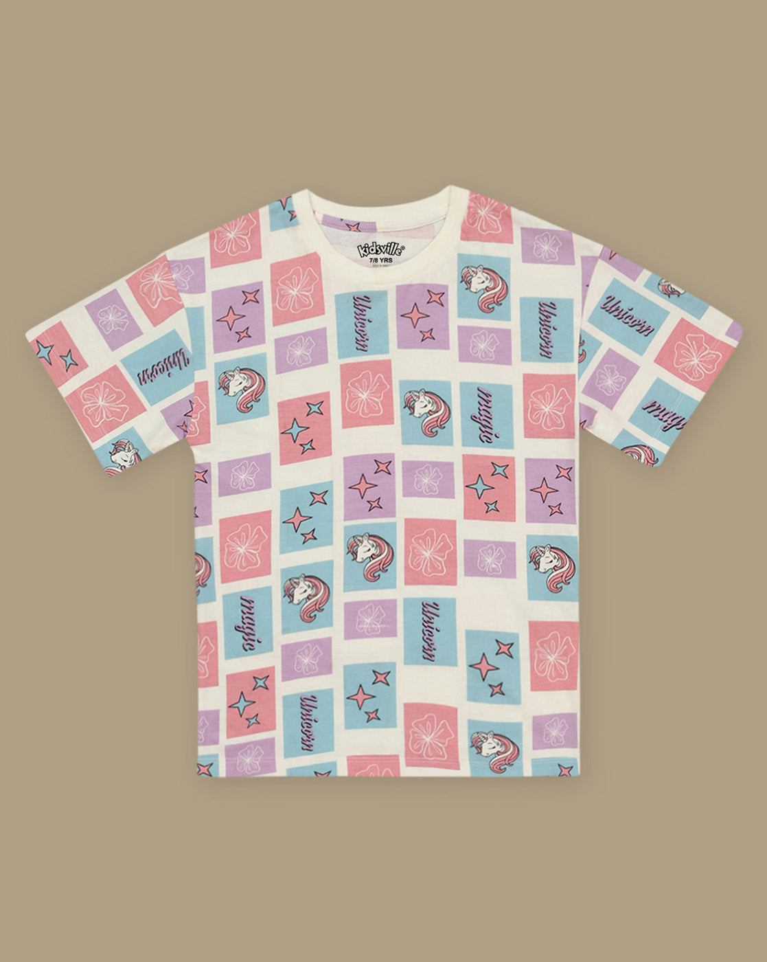 Unicorn Printed Relaxed Fit Tshirt For Girls