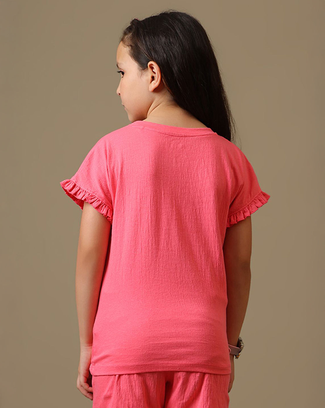 Unicorn Printed Relaxed Fit Crinkle Cotton Tshirt For Girls