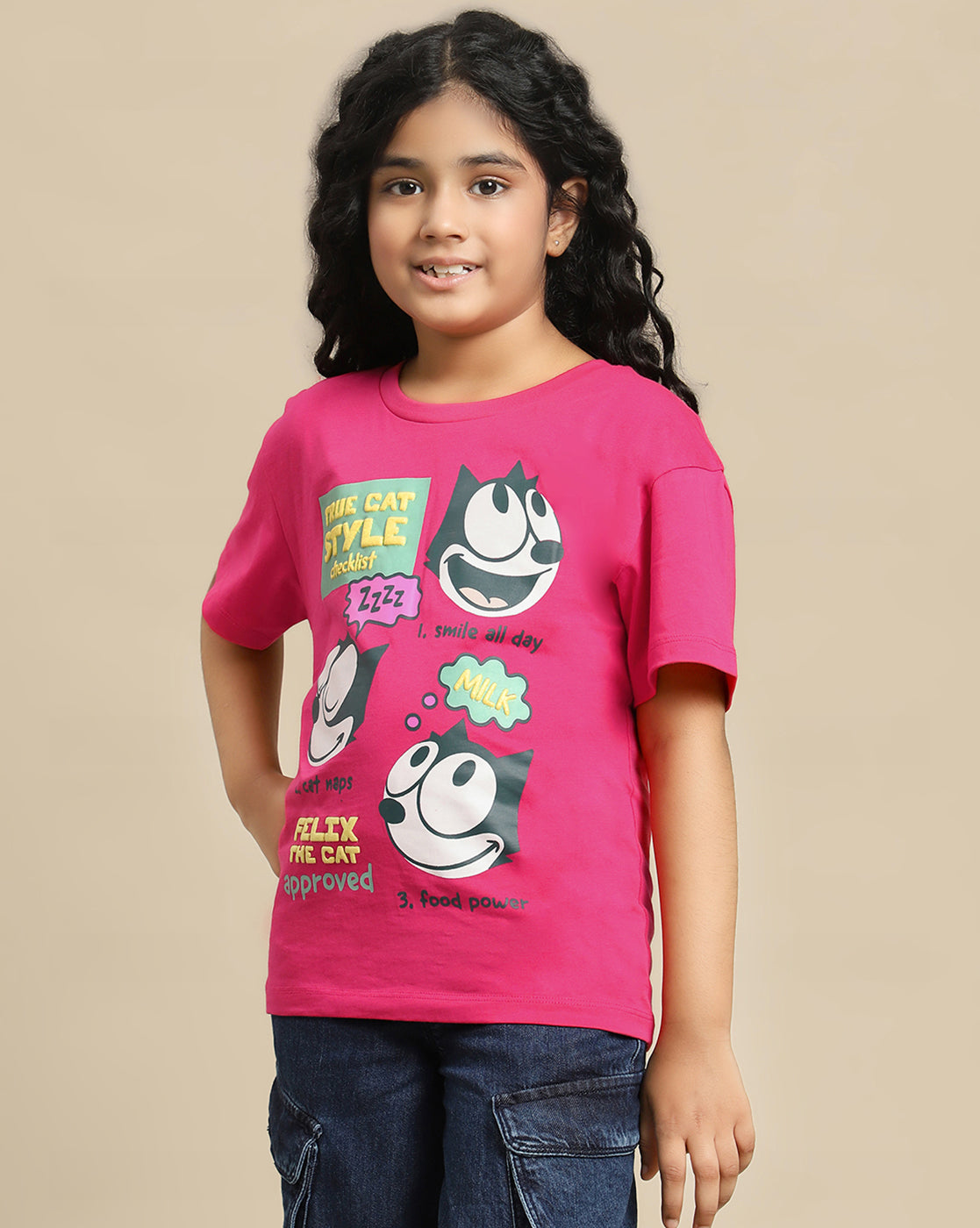 Felix The Cat Printed Relaxed Fit Tshirt For Girls