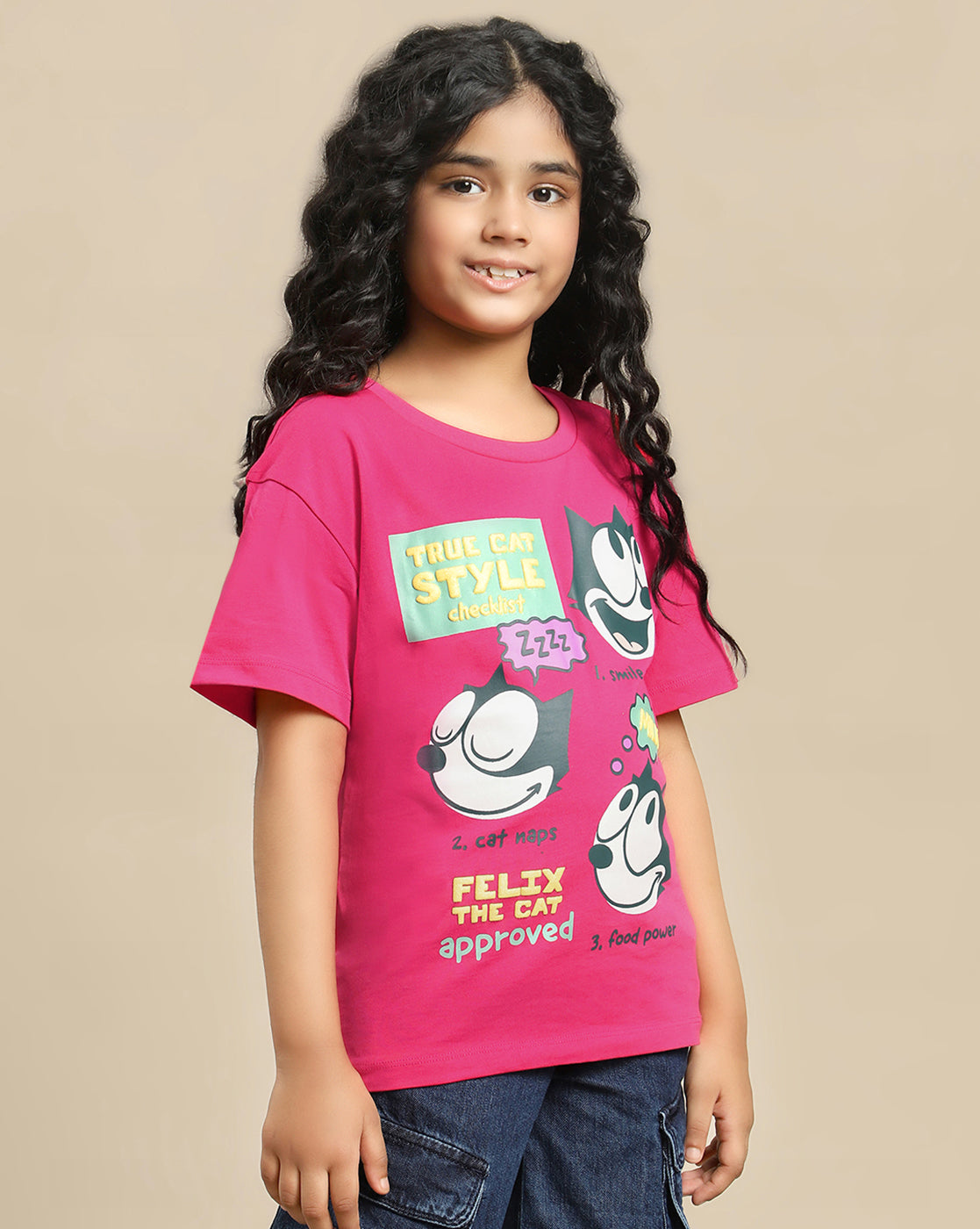 Felix The Cat Printed Relaxed Fit Tshirt For Girls