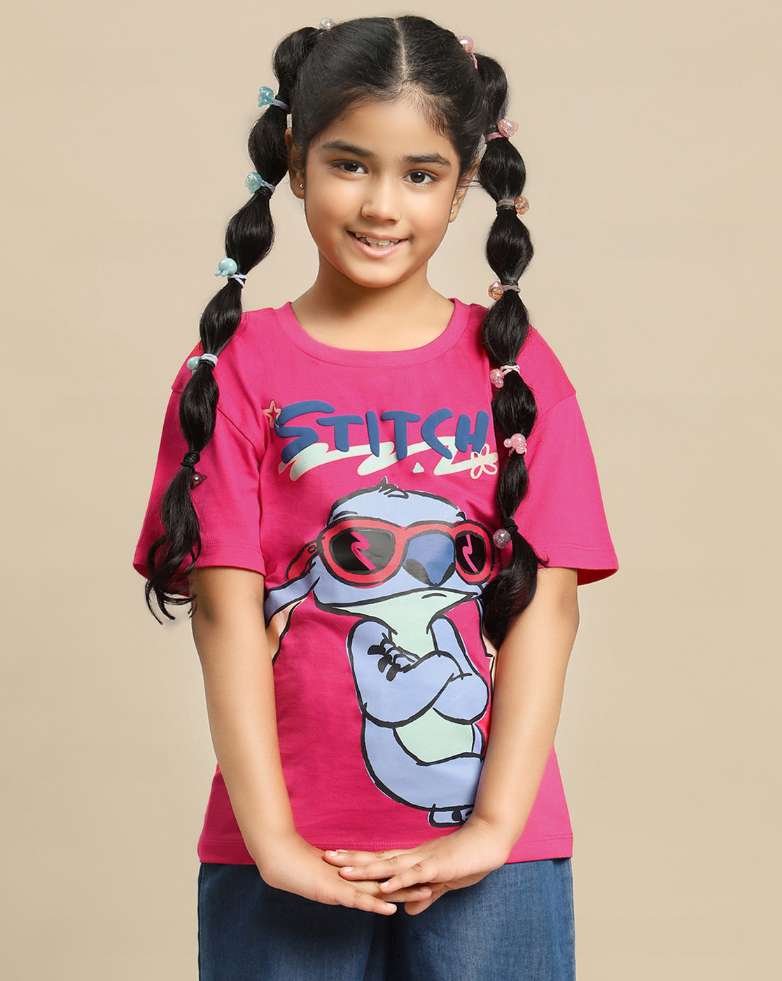 Lilo & Stitch Printed Relaxed Fit Tshirt For Girls
