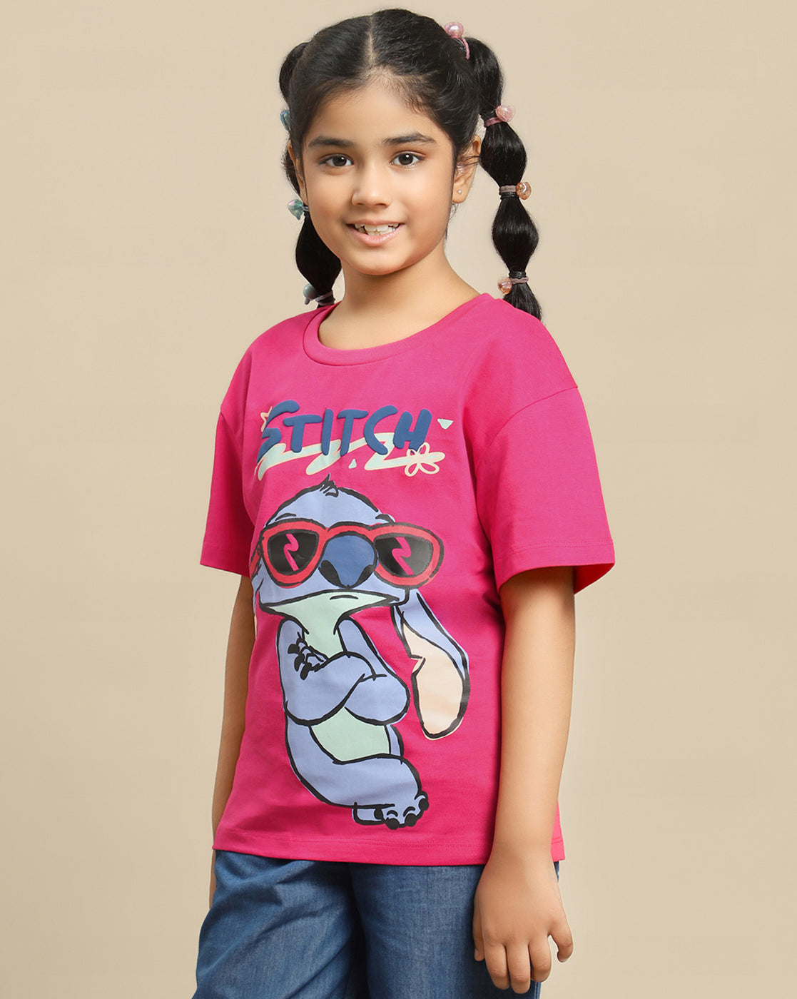 Lilo & Stitch Printed Relaxed Fit Tshirt For Girls