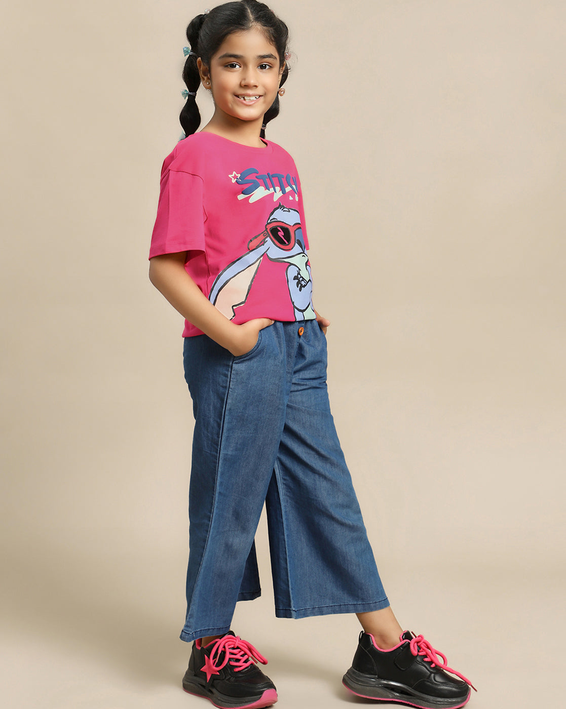 Lilo & Stitch Printed Relaxed Fit Tshirt For Girls