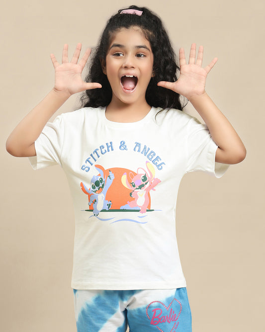 Lilo & Stitch Printed Relaxed Fit Tshirt For Girls