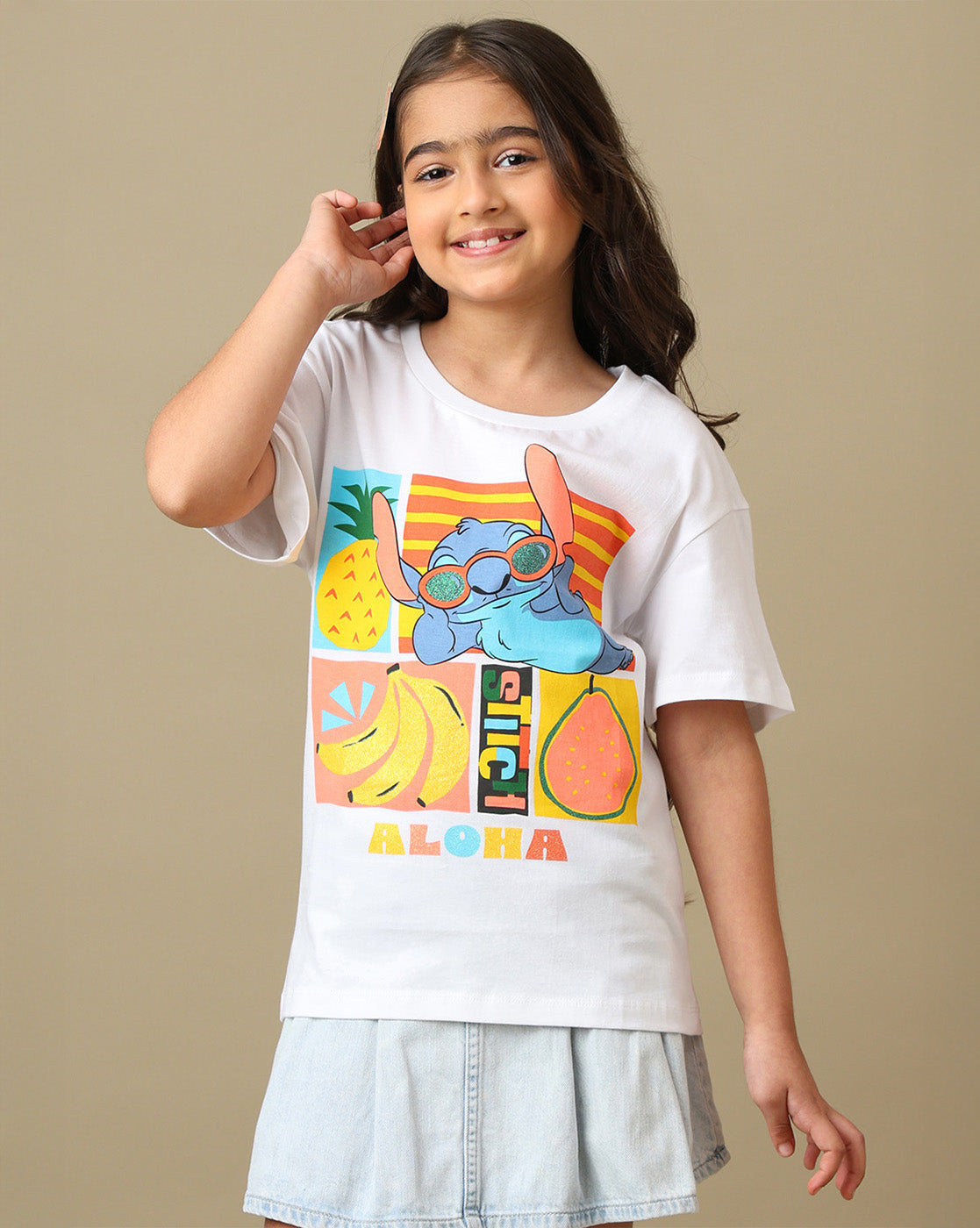 Lilo & Stitch Printed Relaxed Fit Tshirt For Girls