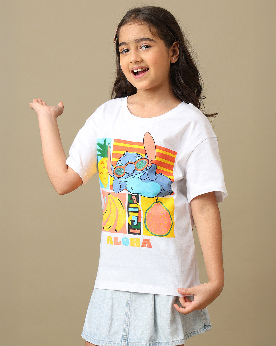 Lilo & Stitch Printed Relaxed Fit Tshirt For Girls