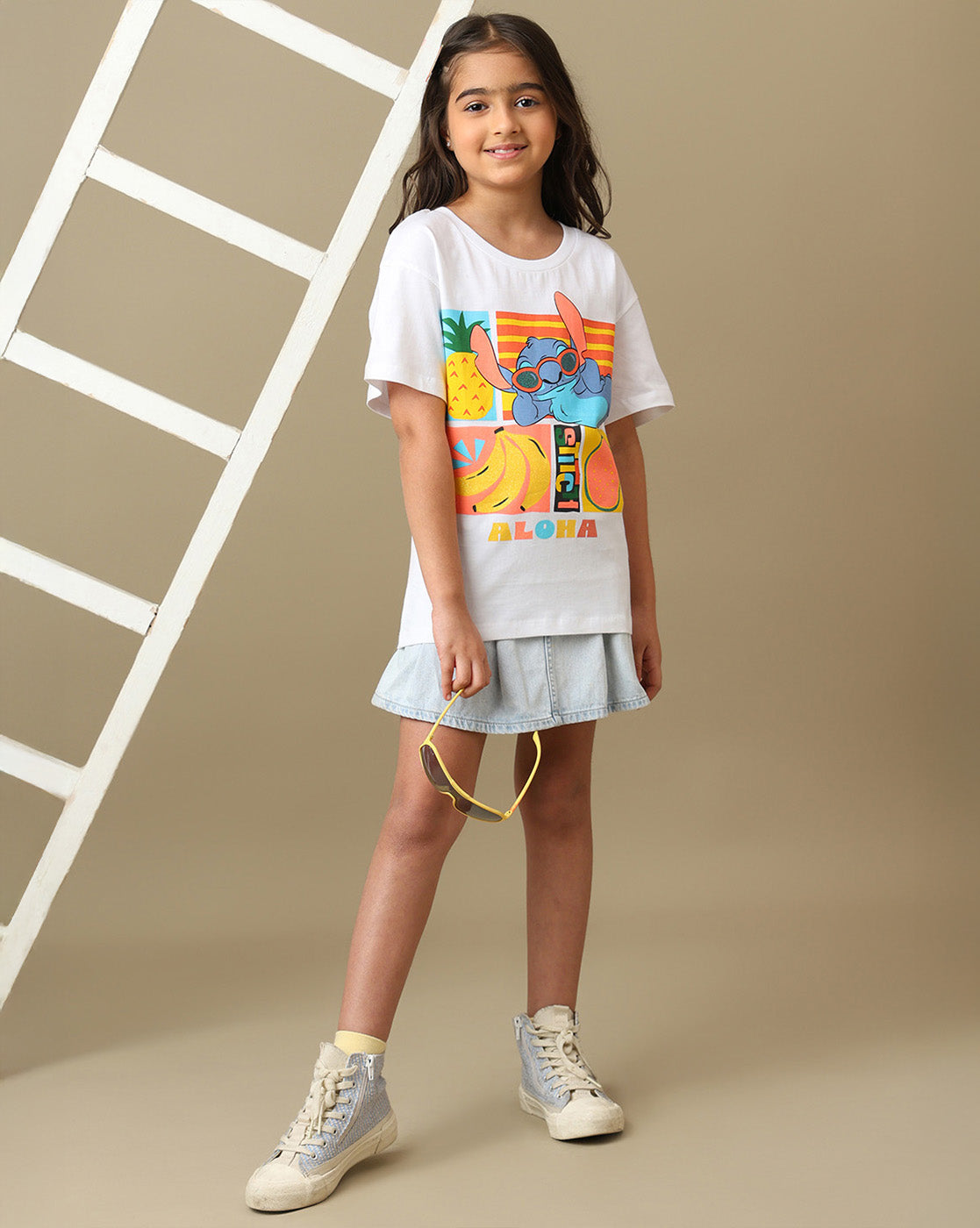 Lilo & Stitch Printed Relaxed Fit Tshirt For Girls