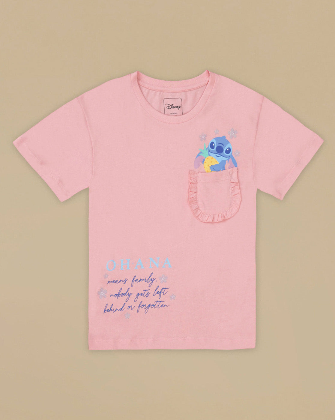 Lilo & Stitch Printed Relaxed Fit Tshirt with Pockets For Girls