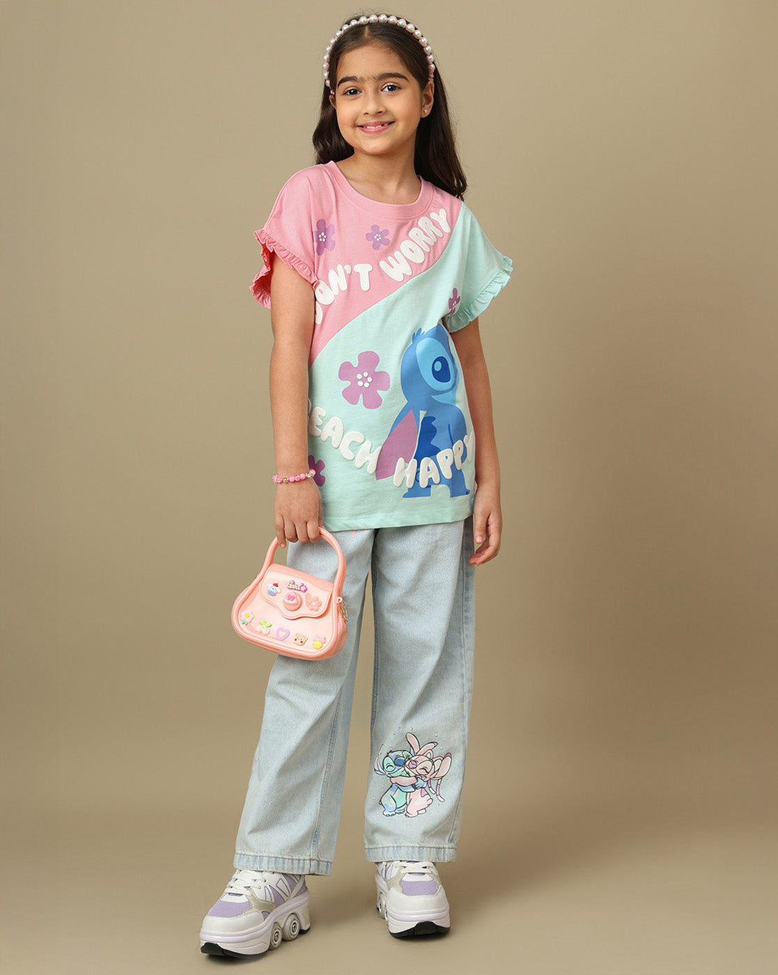 Lilo & Stitch Printed Relaxed Fit Tshirt For Girls