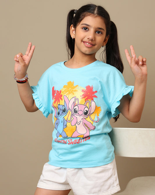 Lilo & Stitch Printed Relaxed Fit Tshirt For Girls