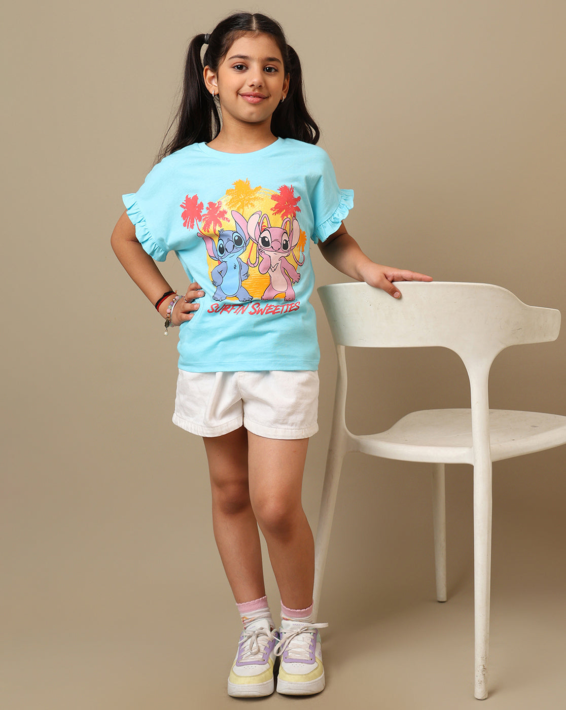Lilo & Stitch Printed Relaxed Fit Tshirt For Girls