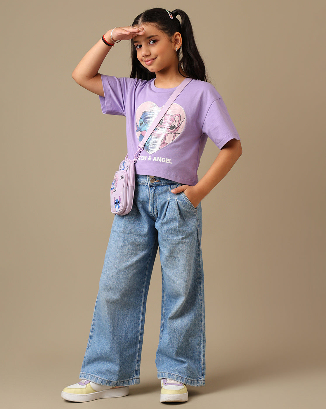 Lilo & Stitch Printed Boxy Fit Tshirt For Girls