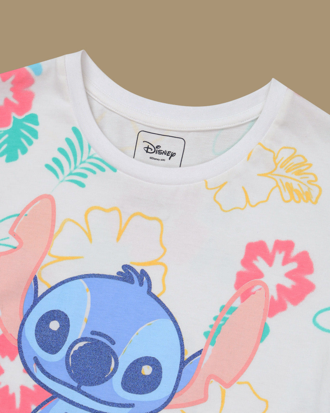 Lilo & Stitch Printed Regular Fit Tshirt & Shorts Co-Ords Set For Girls