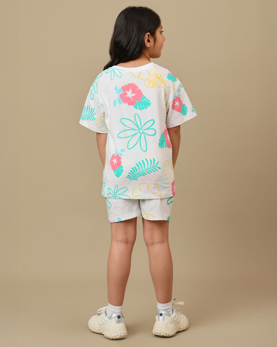 Lilo & Stitch Printed Regular Fit Tshirt & Shorts Co-Ords Set For Girls