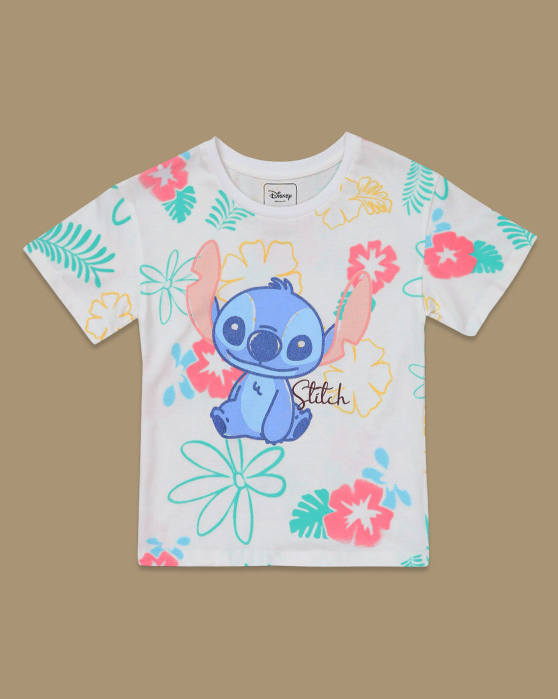 Lilo & Stitch Printed Regular Fit Tshirt & Shorts Co-Ords Set For Girls